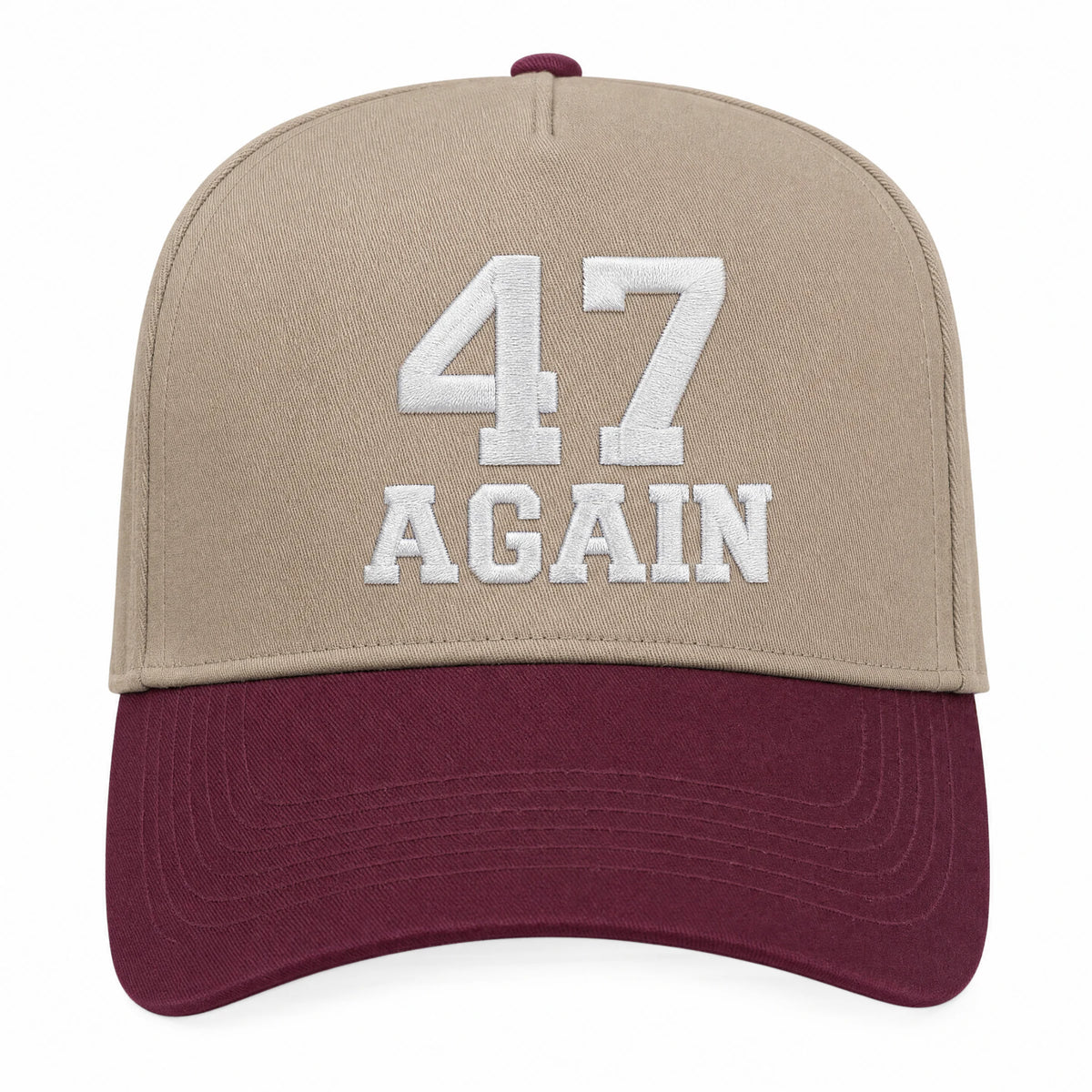 Snapback Hat in Khaki/ Maroon